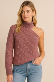 Dames Off-Shoulder Kabel Trui met Col | Rover