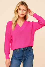 Dames Veelzijdige Elegante Basic Gebreide Trui met V-hals | Rowana