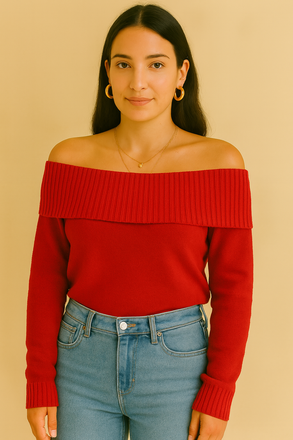 Dames Schoudervrije Trui met Lange Mouwen | Ruby