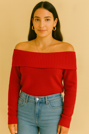 Dames Schoudervrije Trui met Lange Mouwen | Ruby