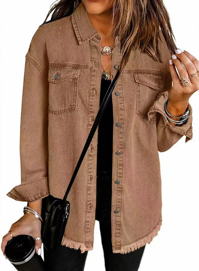 Dames Klassieke Denim Blouse met Zakken | Heather