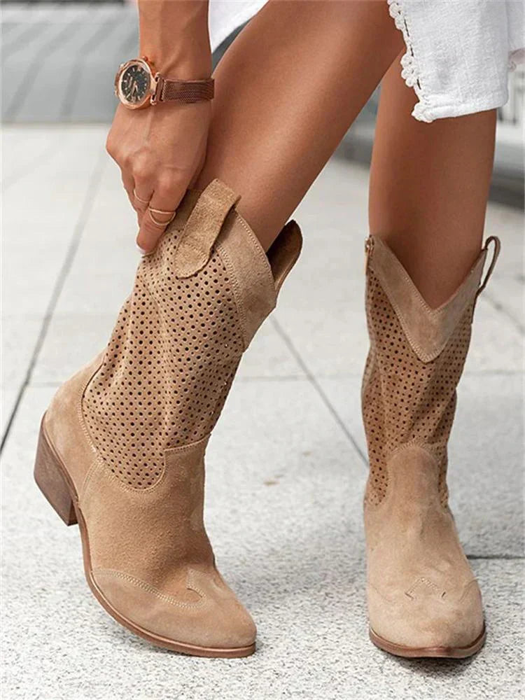 Dames Cowboylaarzen met Ademend Design en Blokhak | Elicia