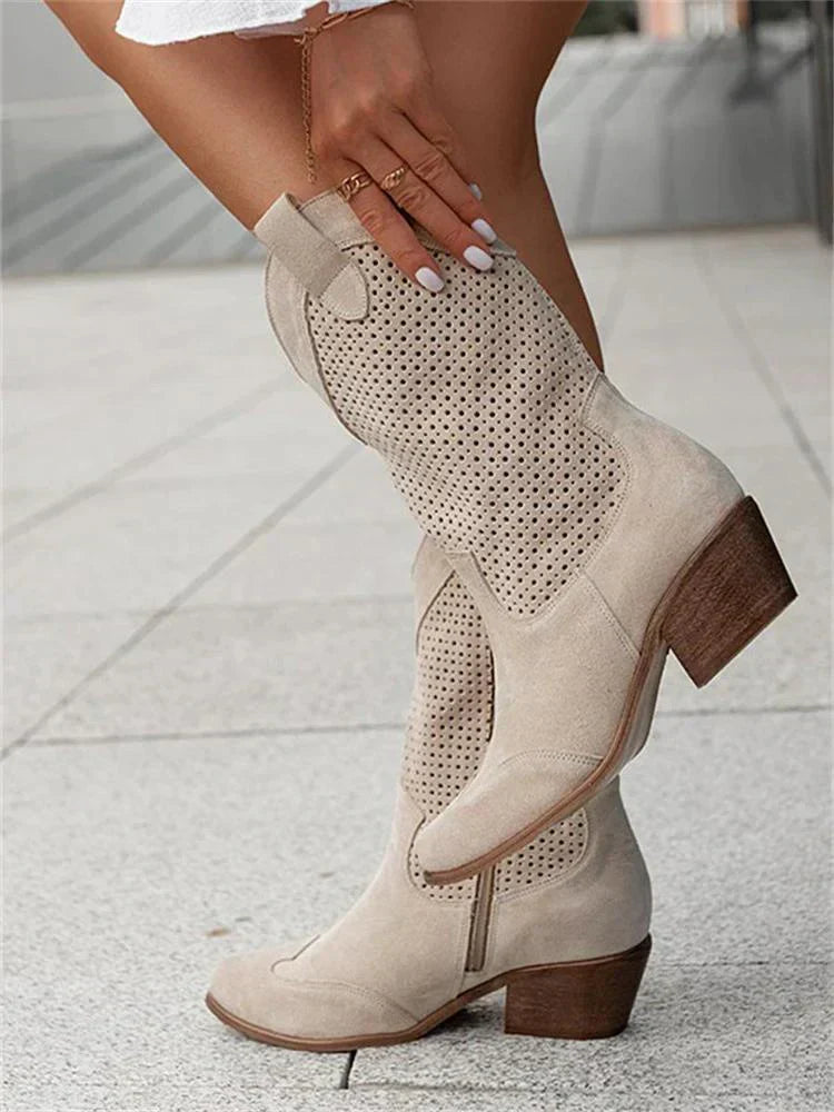 Dames Cowboylaarzen met Ademend Design en Blokhak | Elicia