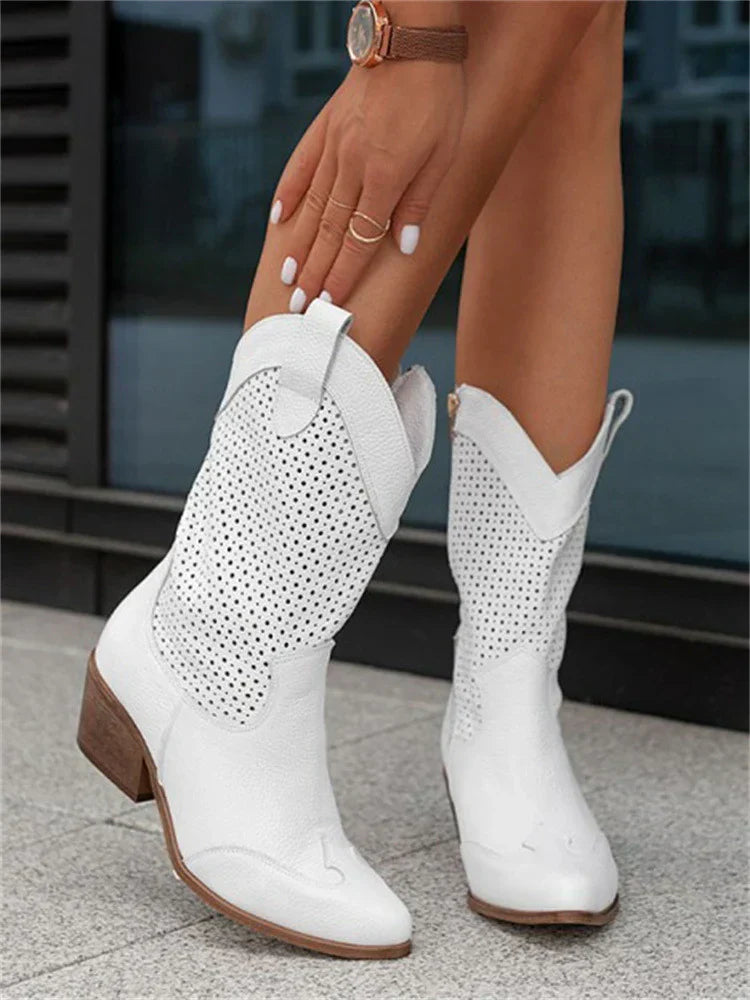 Dames Cowboylaarzen met Ademend Design en Blokhak | Elicia