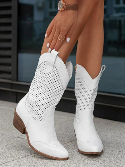 Dames Cowboylaarzen met Ademend Design en Blokhak | Elicia