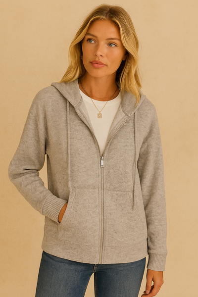 Dames Elegante Basic Vest met Capuchon en Rits | Sabine