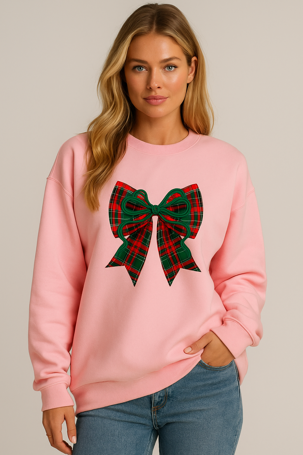 Dames Funky Warme Kerst Trui met Kerst Strik | Saphira