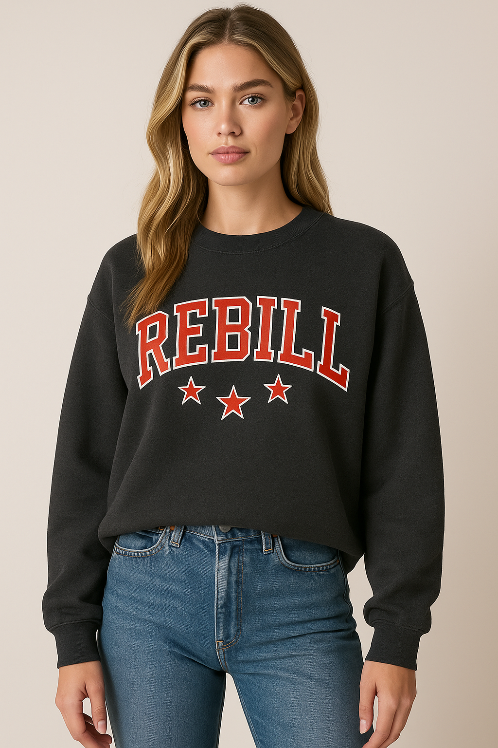 Dames Casual Crewneck met Text Print | Sarina