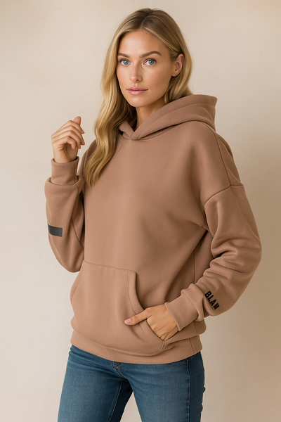 Dames Casual Warme Hoodie met Fleece Voering met Text Print | Savelia