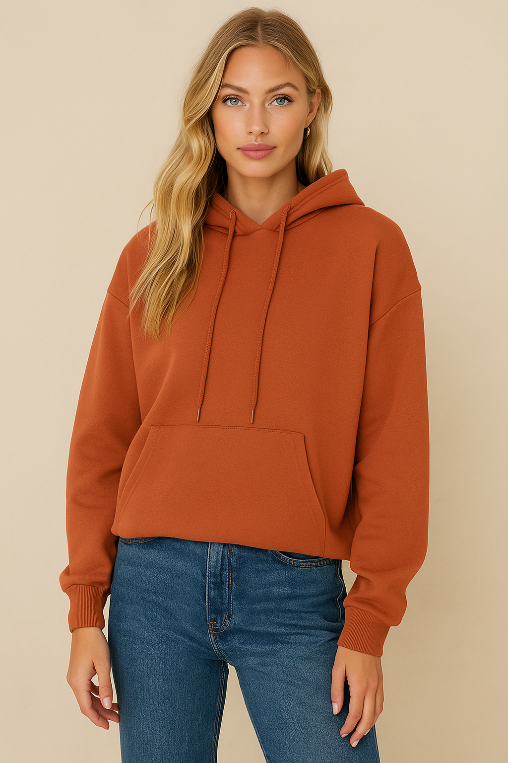 Dames Basic Casual Oversized Hoodie met Kangoeroezak | Selara