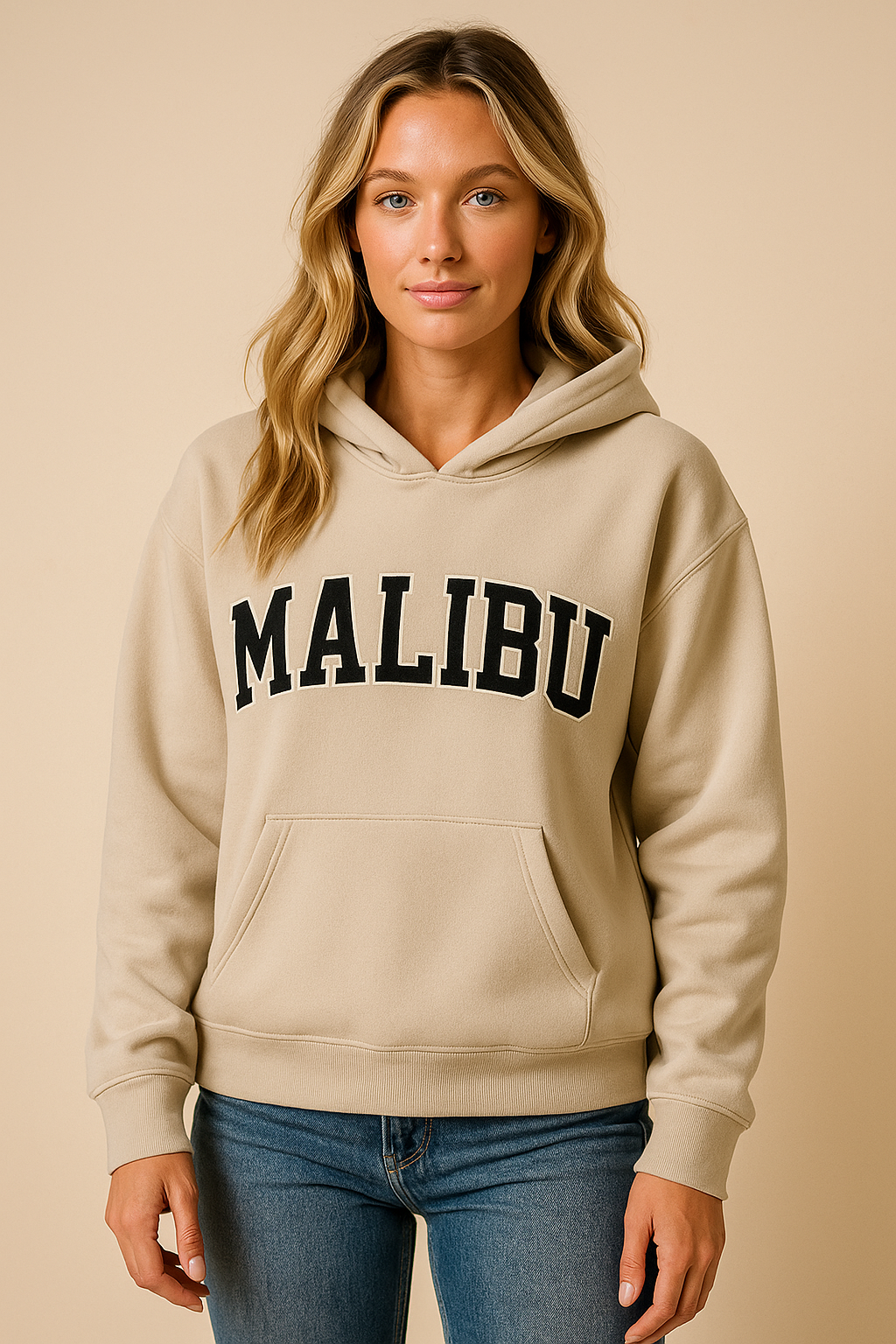 Dames Casual Hoodie met Varsity Malibu Print | Severin