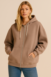 Dames Tijdloze Casual Warme Vest met Capuchon en Rits | Sharona