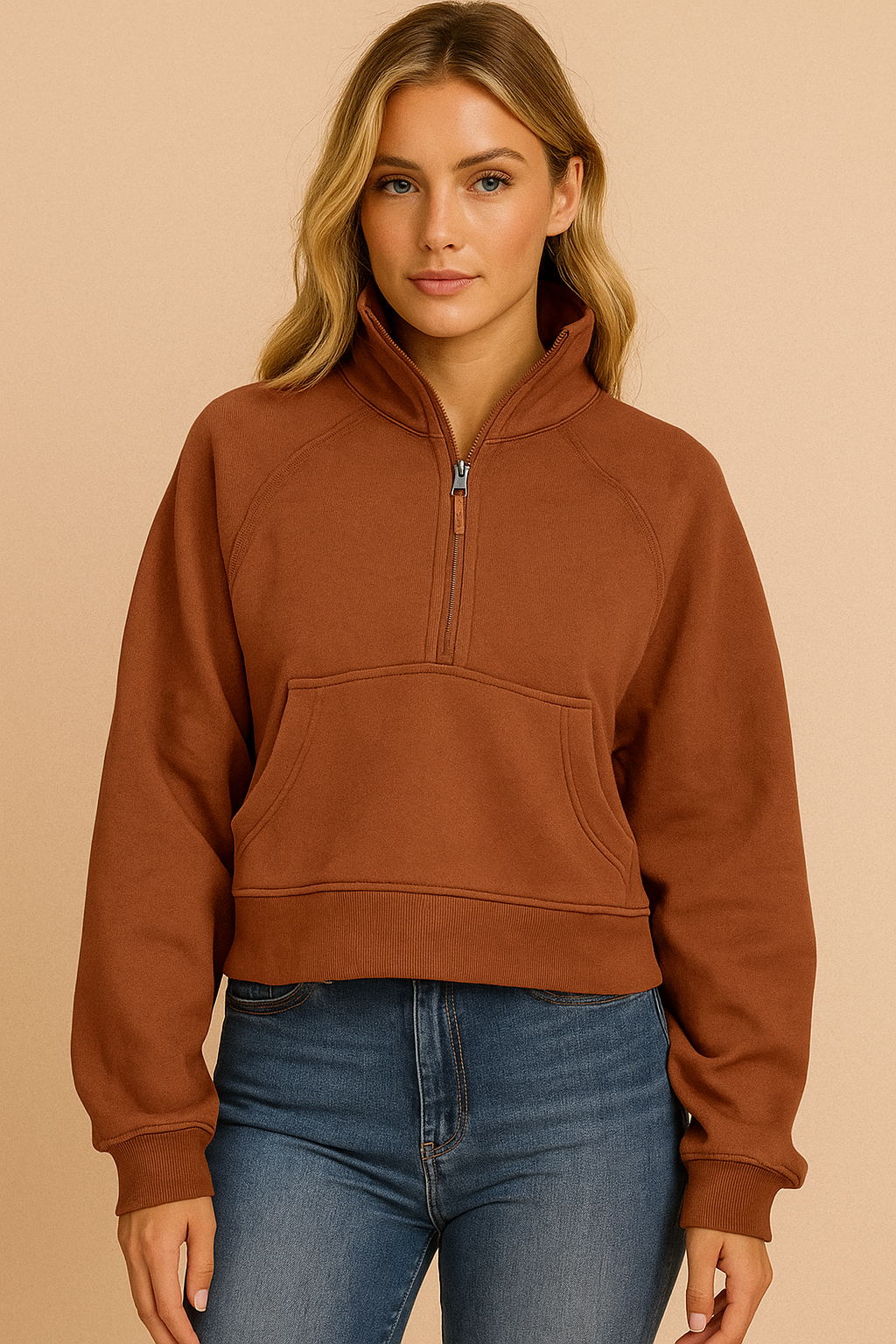 Dames Sportieve Comfortabele Sweater met Halve Rits | Solira