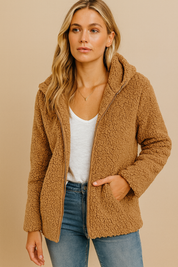 Dames Comfortabele Stijlvolle Teddy Fleece Vest met Rits en Capuchon | Sreviana