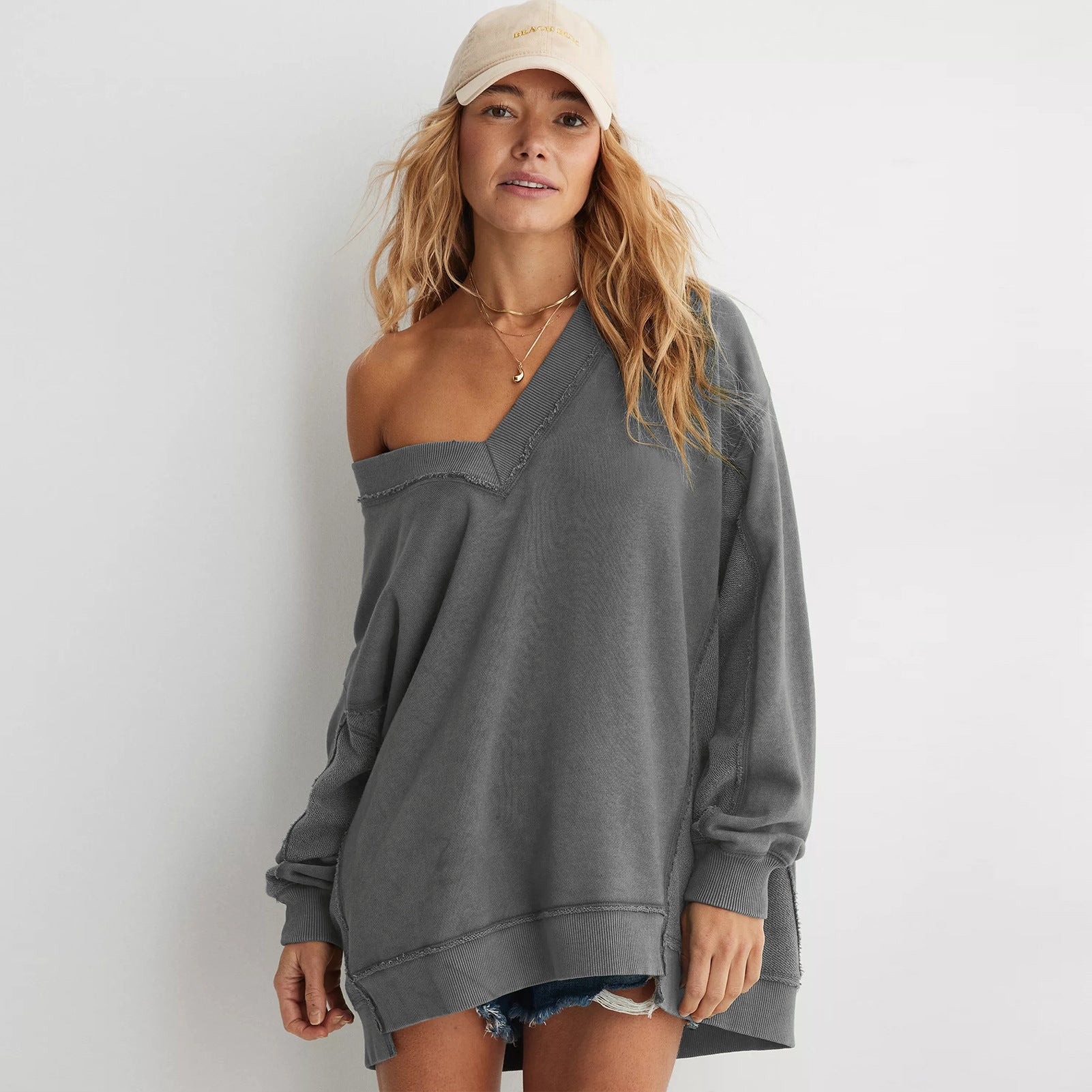 Dames Trui met V-Hals – Comfortabele Losvallende Sweater | Sana