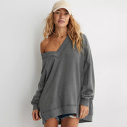 Dames Trui met V-Hals – Comfortabele Losvallende Sweater | Sana