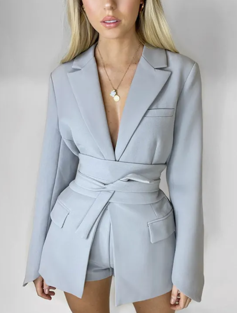 Dames Blazer met Ceintuur en Lange Mouwen | Barbara