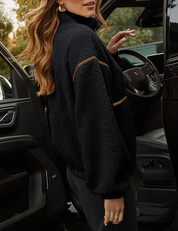 Dames Moderne Modieuze Teddy Fleece Jas met Opstaande Kraag en Rits | Benicia