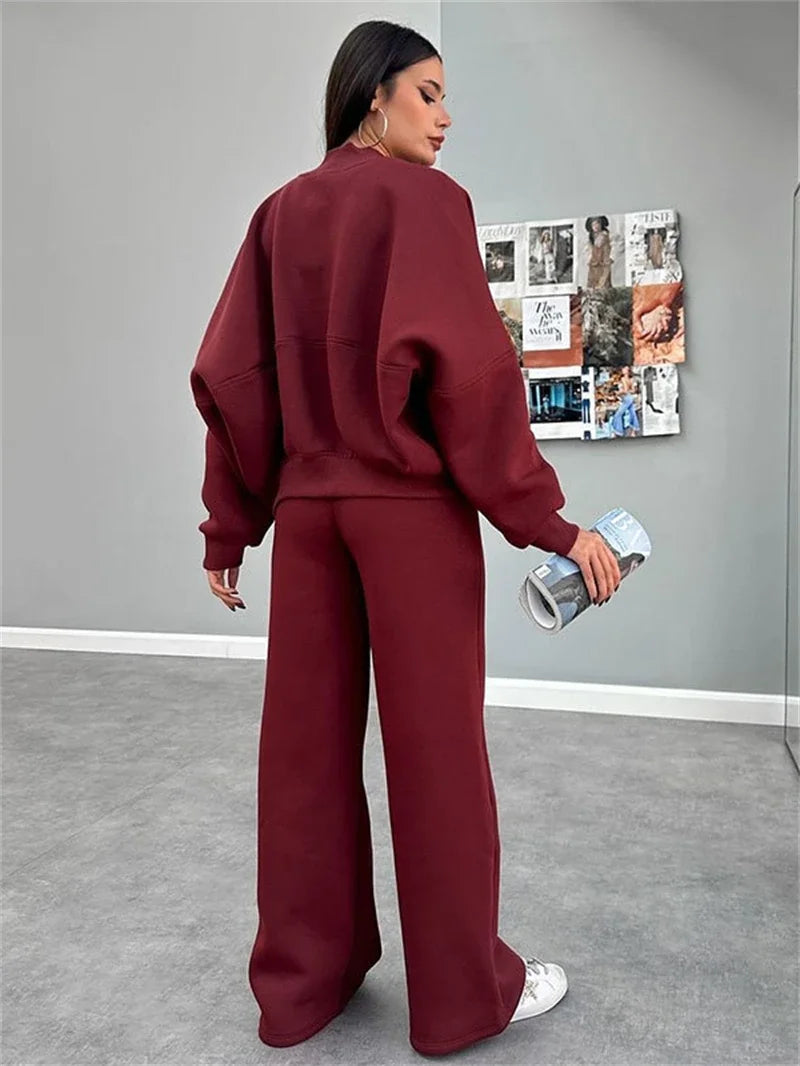 Dames Moderne Sportieve Tweedelige Fleece Set met Jogger en Vest met Rits | Demelza