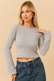 Dames Geribde Cropped Top | Tabitha