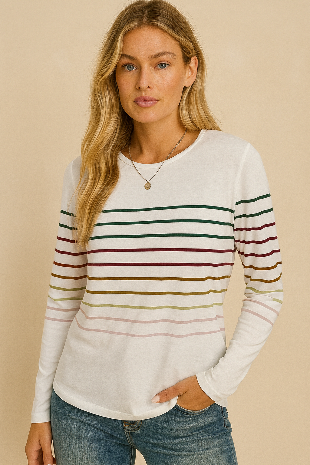 Dames Basic Elegante Stijlvolle Lange Mouwen T-Shirt met Strepen | Tranisa