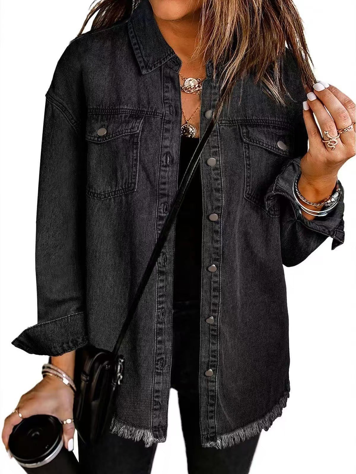 Dames Klassieke Denim Blouse met Zakken | Heather