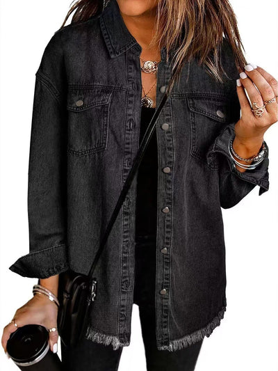 Dames Klassieke Denim Blouse met Zakken | Heather
