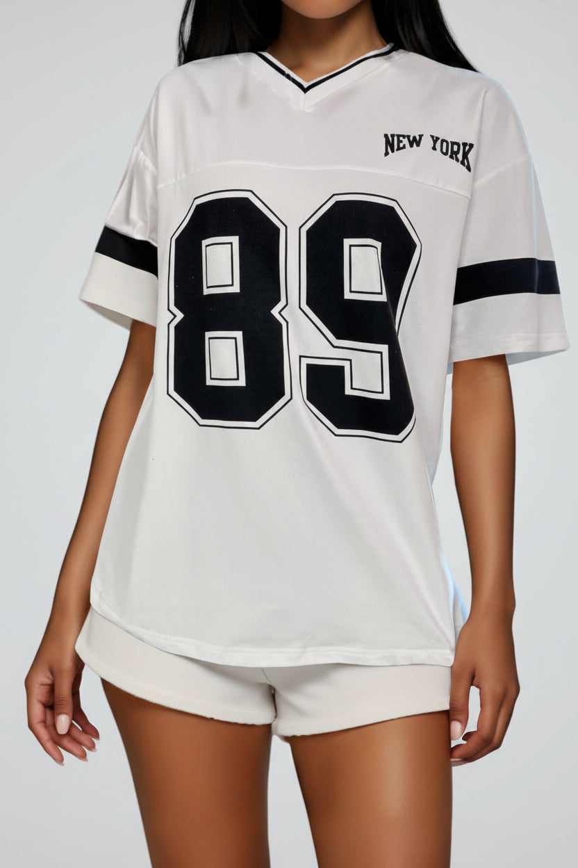 Dames Sportieve American Football T-shirt met Varsity Print | Thanee