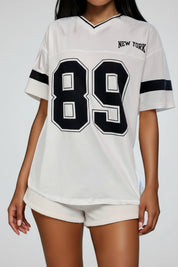 Dames Sportieve American Football T-shirt met Varsity Print | Thanee