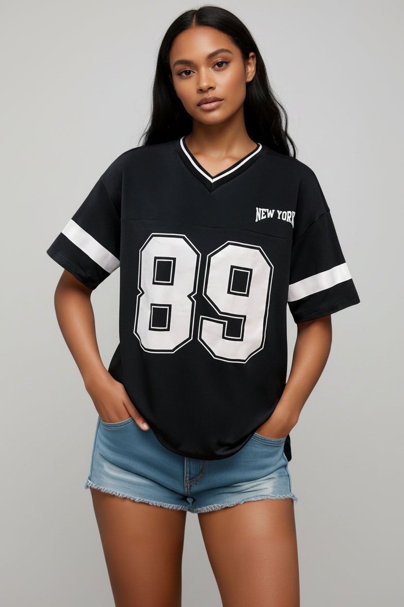 Dames Sportieve American Football T-shirt met Varsity Print | Thanee