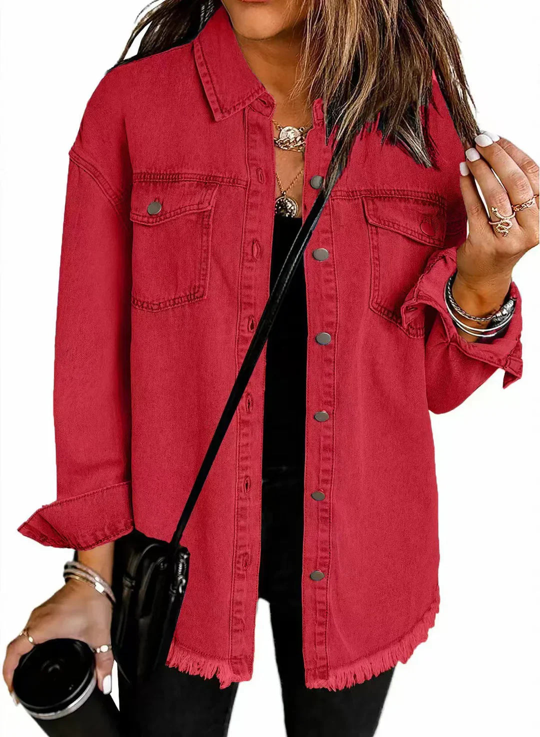 Dames Klassieke Denim Blouse met Zakken | Heather