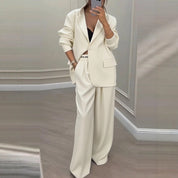 Dames Elegante Trendy Tweedelige Blazer Set met Wijde Broek | Dille