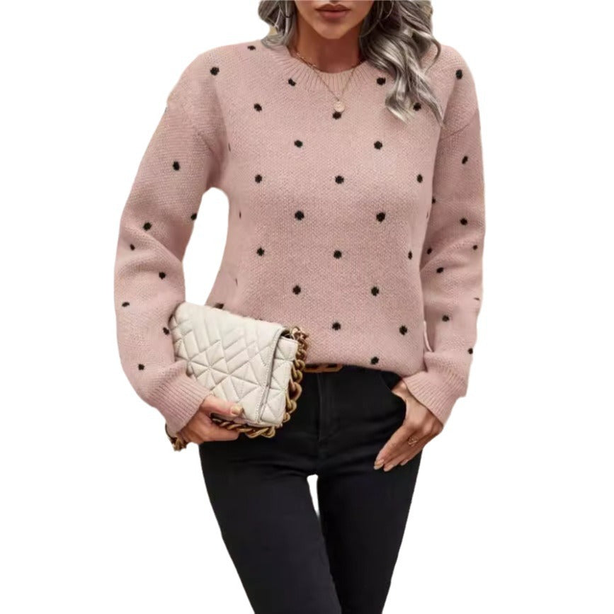 Dames Stijlvolle Trendy Gebreide Trui met Polkadots | Rocha