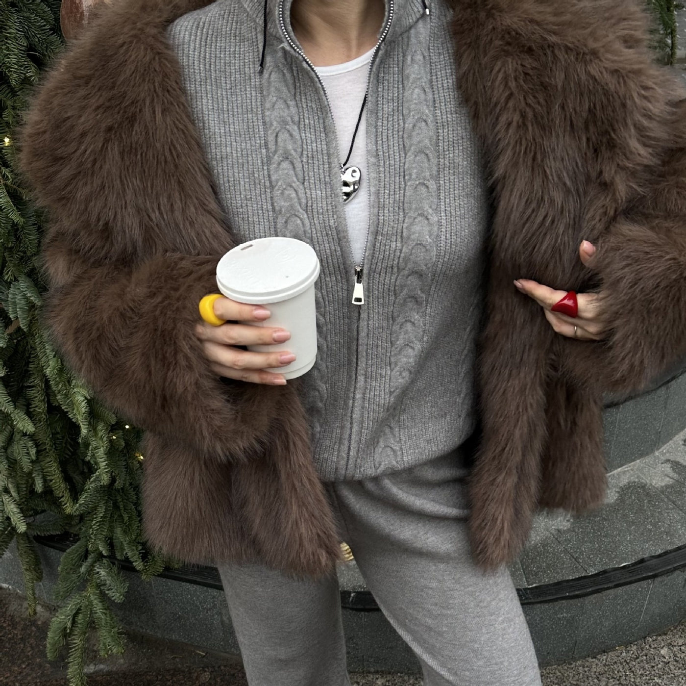 Dames Stijlvolle Tweedelige Gebreide Set met Rits Trui en Broek | Dimisa