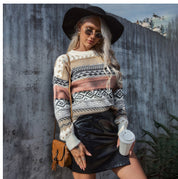 Dames Warme Trendy Gebreide Trui met Aztec Folklore Print | Rensy