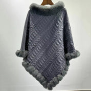 Dames Gebreide Cape Sjaal met Bontkraag | Lucy