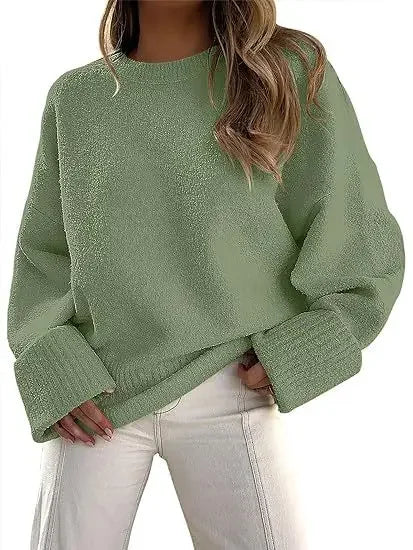 Dames Basic Oversized Veelzijdige Zachte Trui met Ronde Hals | Rumailah