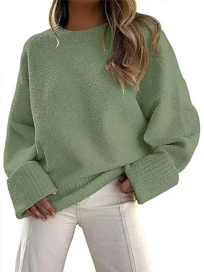 Dames Basic Oversized Veelzijdige Zachte Trui met Ronde Hals | Rumailah