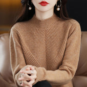 Dames Warme Trui met Halve Col en Geo Rib Patroon | Rory