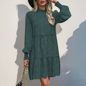 Dames Elegante Babydoll Jurk met Print en Geplooide Details | Nehemia