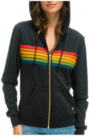 Dames Trendy Veelzijdige Hoodie Vest met Regenboogstrepen en Capuchon | Saba
