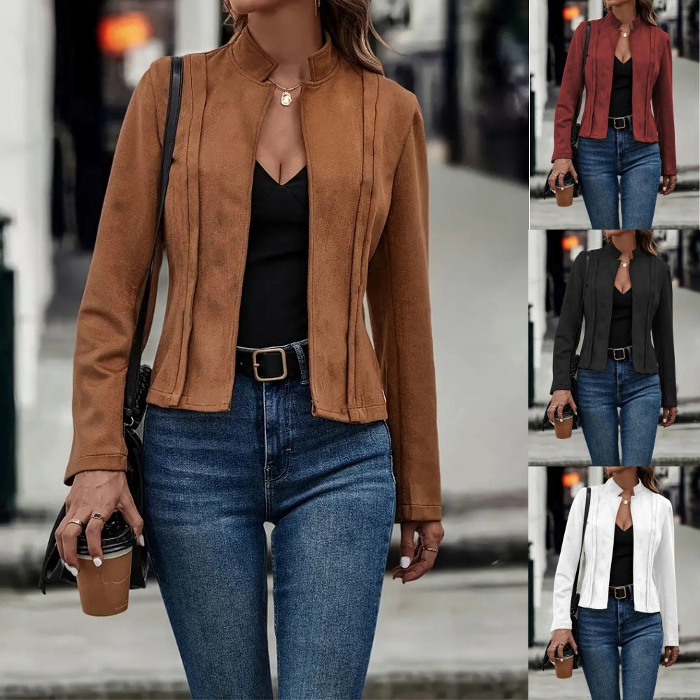 Dames Elegante Tijdloze Suède-Look Jas met Perfecte Pasvorm | Belouisa