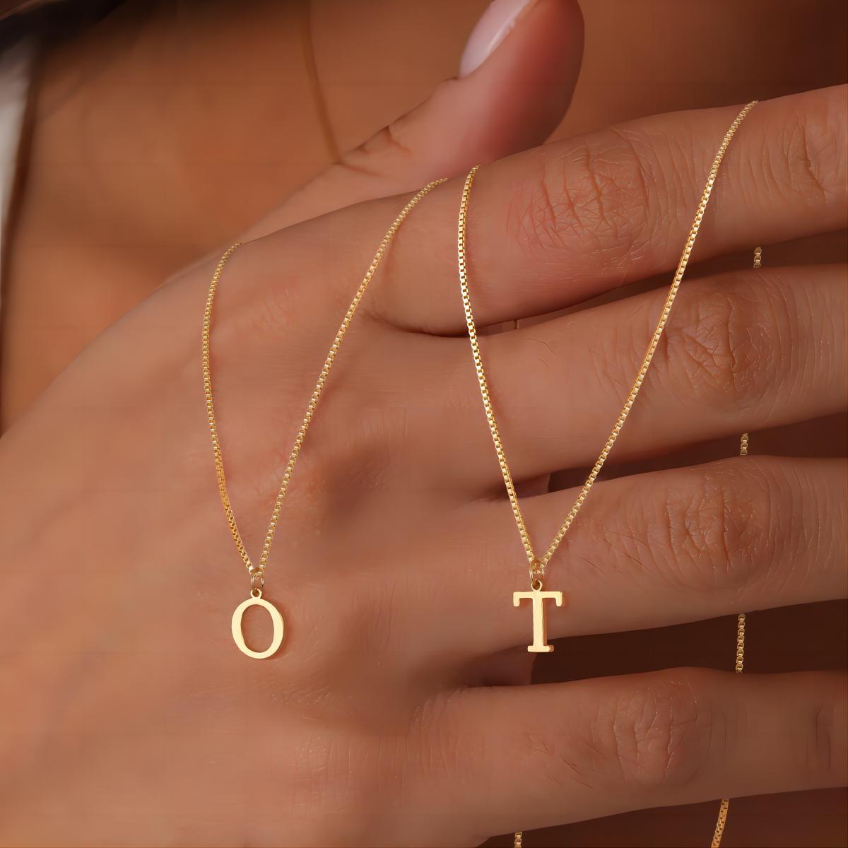 Dames Stijlvolle Trendy Vergulde Gouden Initialen Ketting met Letter | Lanette