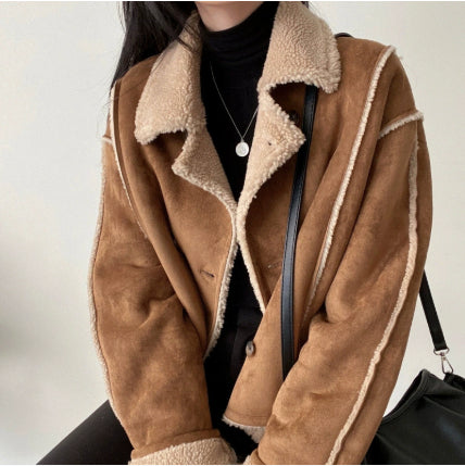 Dames Vintage Style Shearling Jas met Teddy Voering | Brenae