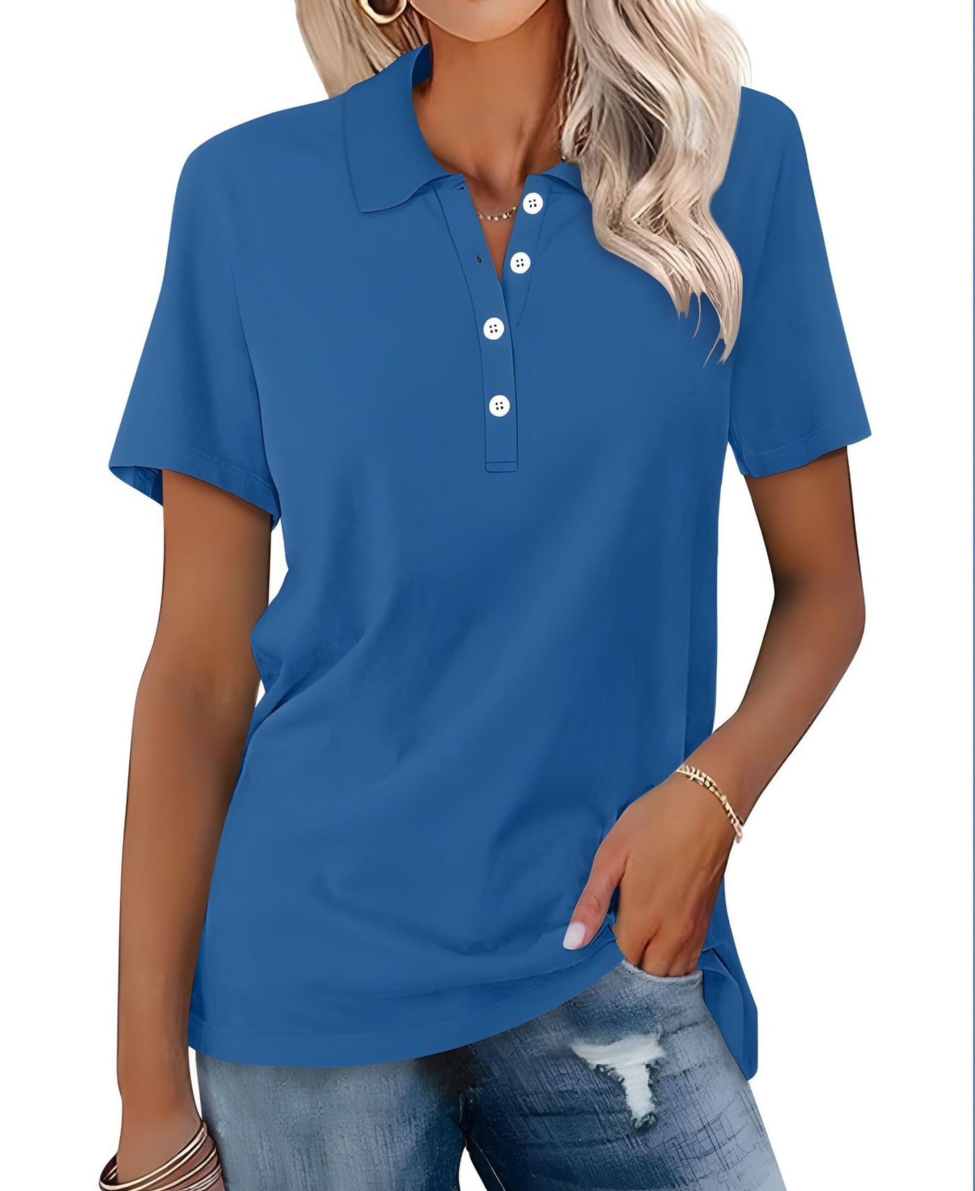 Dames Basic Veelzijdige Alledaagse Polo Top met Korte Mouwen | Tascha