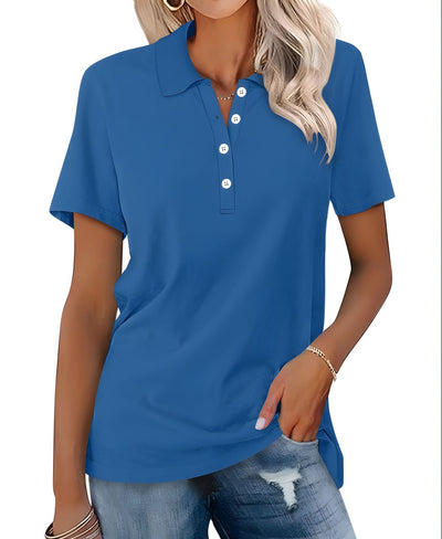 Dames Basic Veelzijdige Alledaagse Polo Top met Korte Mouwen | Tascha