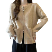 Dames Zacht Gebreid Vest met Rits en Zakken | Renske