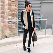 Dames Trendy Stijlvolle Plush Teddy Fleece Bodywarmer met Opstaande Kraag en Rits | Baydie