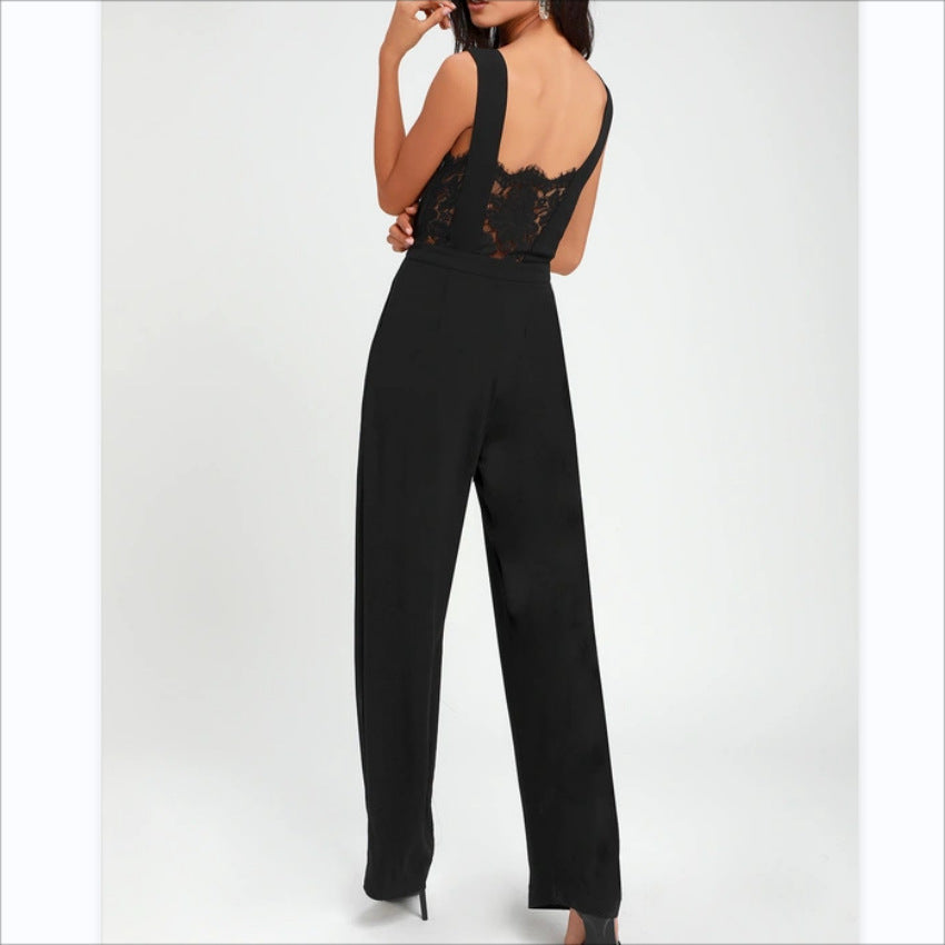 Dames Elegante Jumpsuit met Kant en Diepe V-Hals op de Rug | Analea
