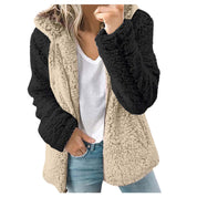Dames Elegante Trendy Teddy Fleece Vest met Contrast Mouwen en Capuchon | Shantelle